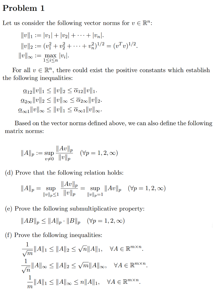 Solved Problem 1 = Let Us Consider The Following Vector | Chegg.com