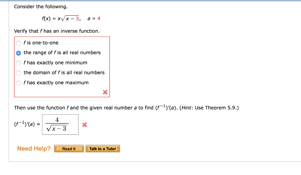 Solved Consider the following. f(x) %3D хух — 3, a = 4 | Chegg.com