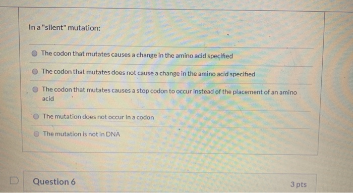 Solved Question 3 3 pts What type of mutation has occurred | Chegg.com