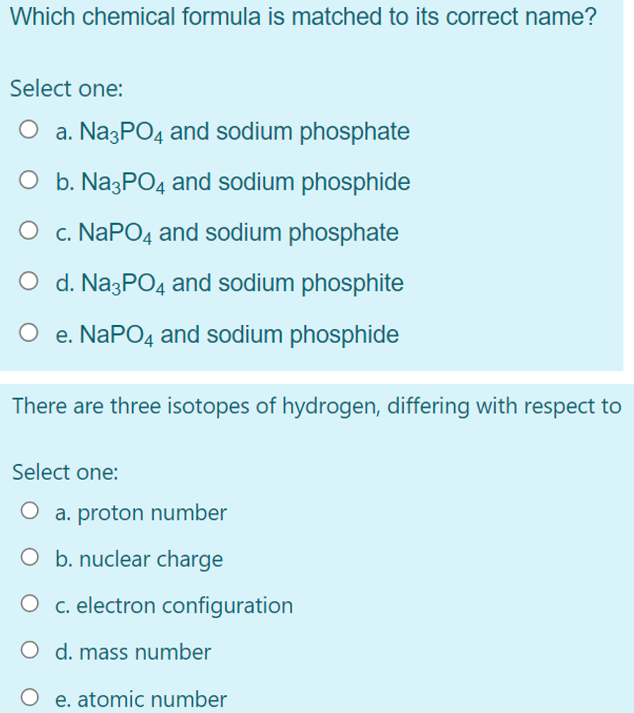 Solved Which chemical formula is matched to its correct