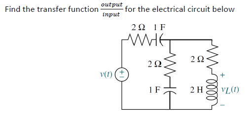 Solved output Find the transfer function for the electrical | Chegg.com