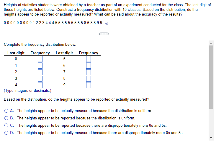 Solved Heights of statistics students were obtained by a | Chegg.com