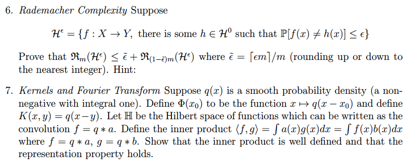 6 Rademacher Compleaity Suppose N F Xy There Is Chegg Com