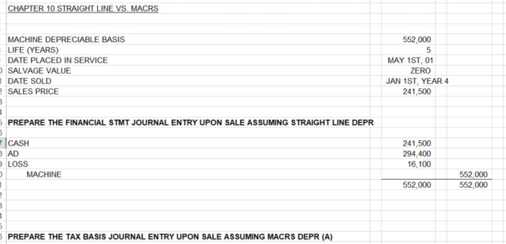 Solved CHAPTER 10 STRAIGHT LINE VS. MACRS MACHINE