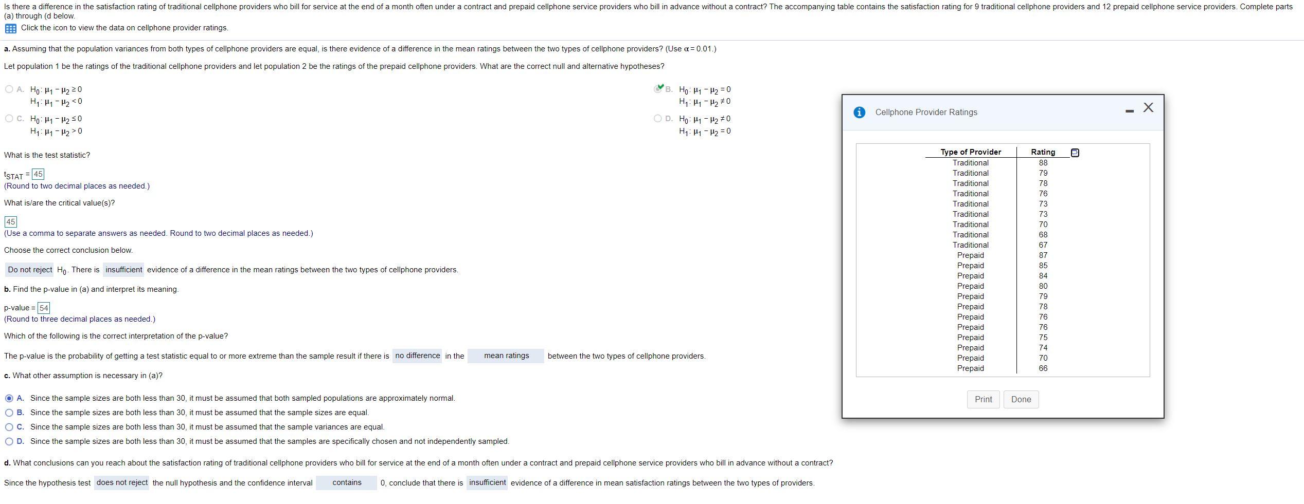 Solved Is There A Difference In The Satisfaction Rating Of Chegg
