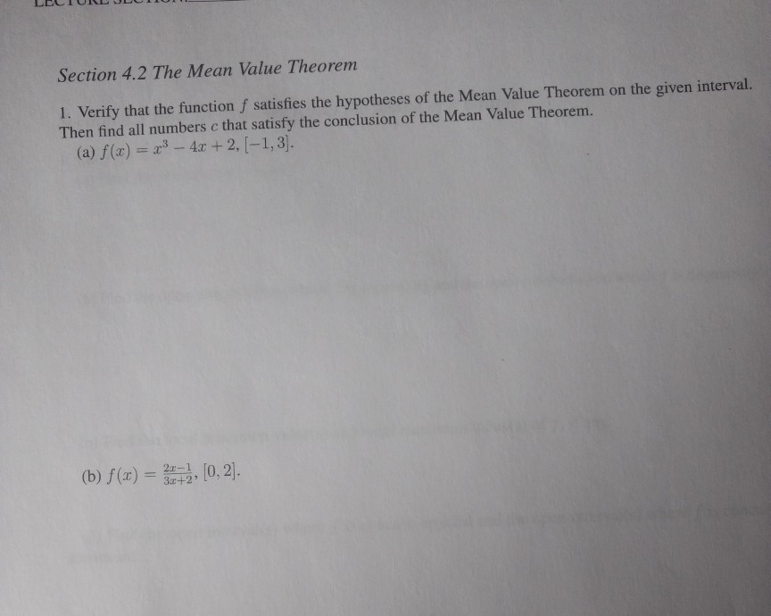 Solved Section 4 2 The Mean Value Theorem 1 Verify That The Chegg Solved Section 4 2 The Mean Value Theorem 1 Verify That The Chegg