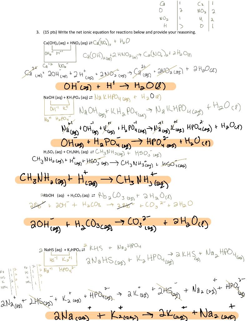 Solved Write the net ionic equation for reactions below and | Chegg.com