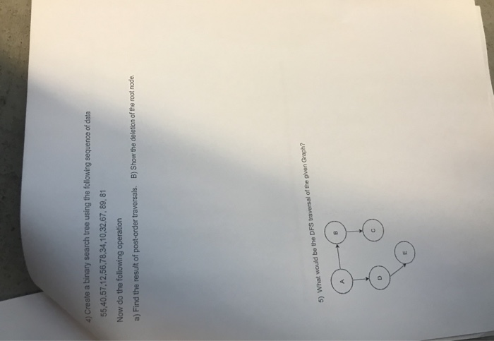 Solved 4) Create a binary search tree using the following | Chegg.com