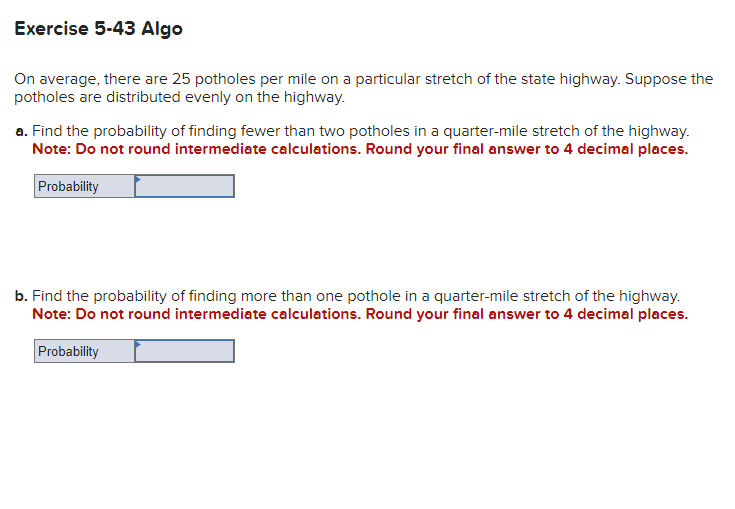 Solved On average, there are 25 potholes per mile on a | Chegg.com