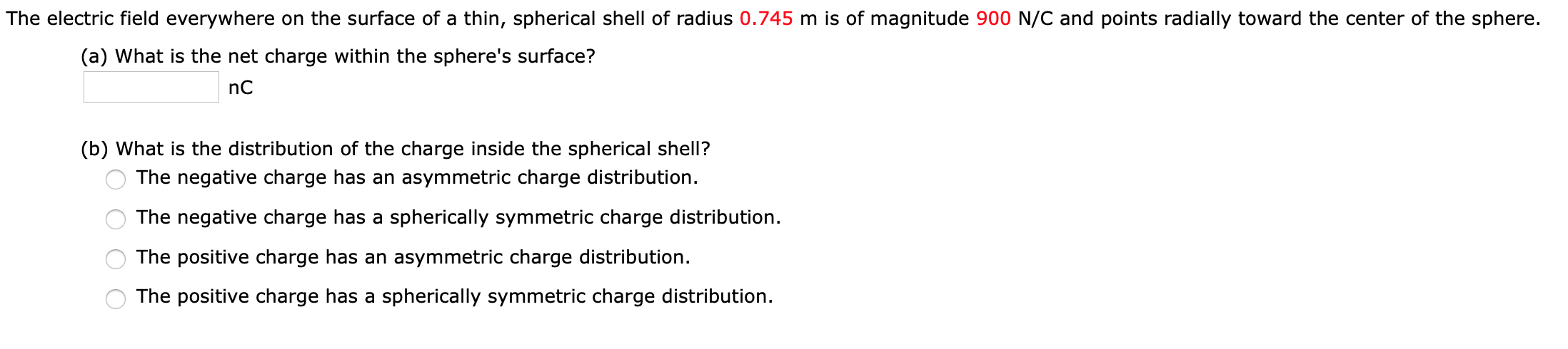 Solved The electric field everywhere on the surface of a | Chegg.com