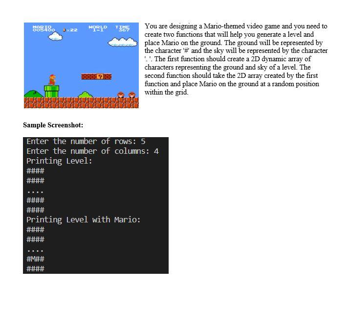 Solved You are designing a Mario-themed video game and you | Chegg.com