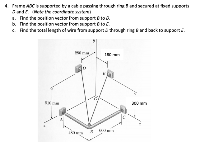 Solved 4. Frame ABC is supported by a cable passing through | Chegg.com