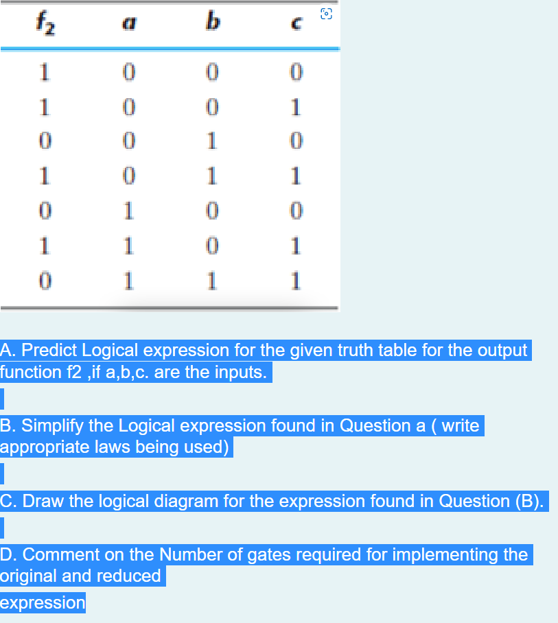 Solved F₂ 0 B C 1 0 1 0 1 0 0 1 0 1 0 1 1 0 1 0 0 1 1 1 0 1 | Chegg.com