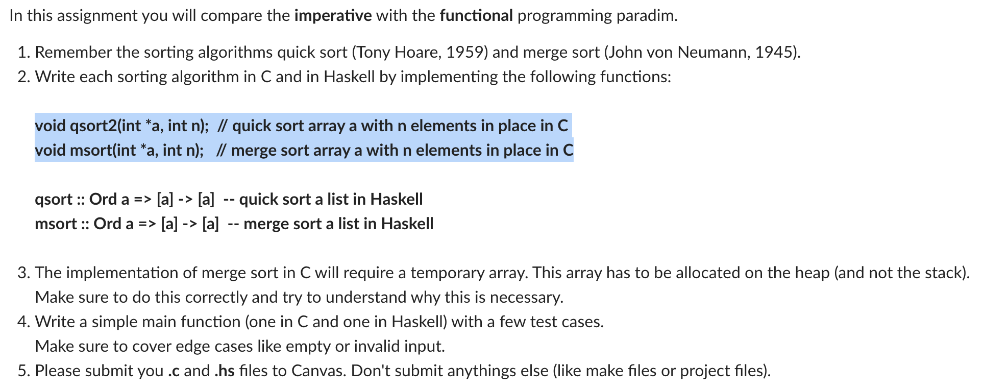Solved In this assignment you will compare the imperative | Chegg.com