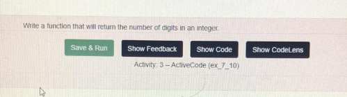 Solved Write a function that will return the number of | Chegg.com