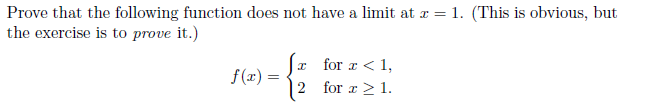 Solved Prove that the following function does not have a | Chegg.com
