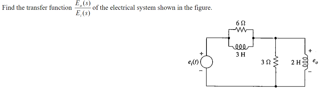 Solved Find the transfer function E,(s) of the electrical | Chegg.com