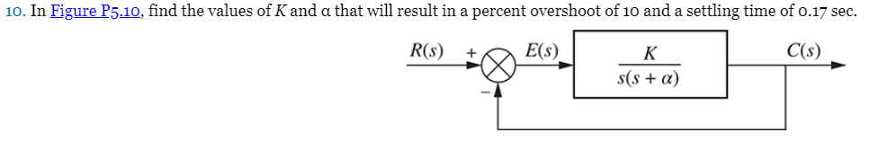 Solved 10 In Figure P5 10 Find The Values Of K And A That Chegg