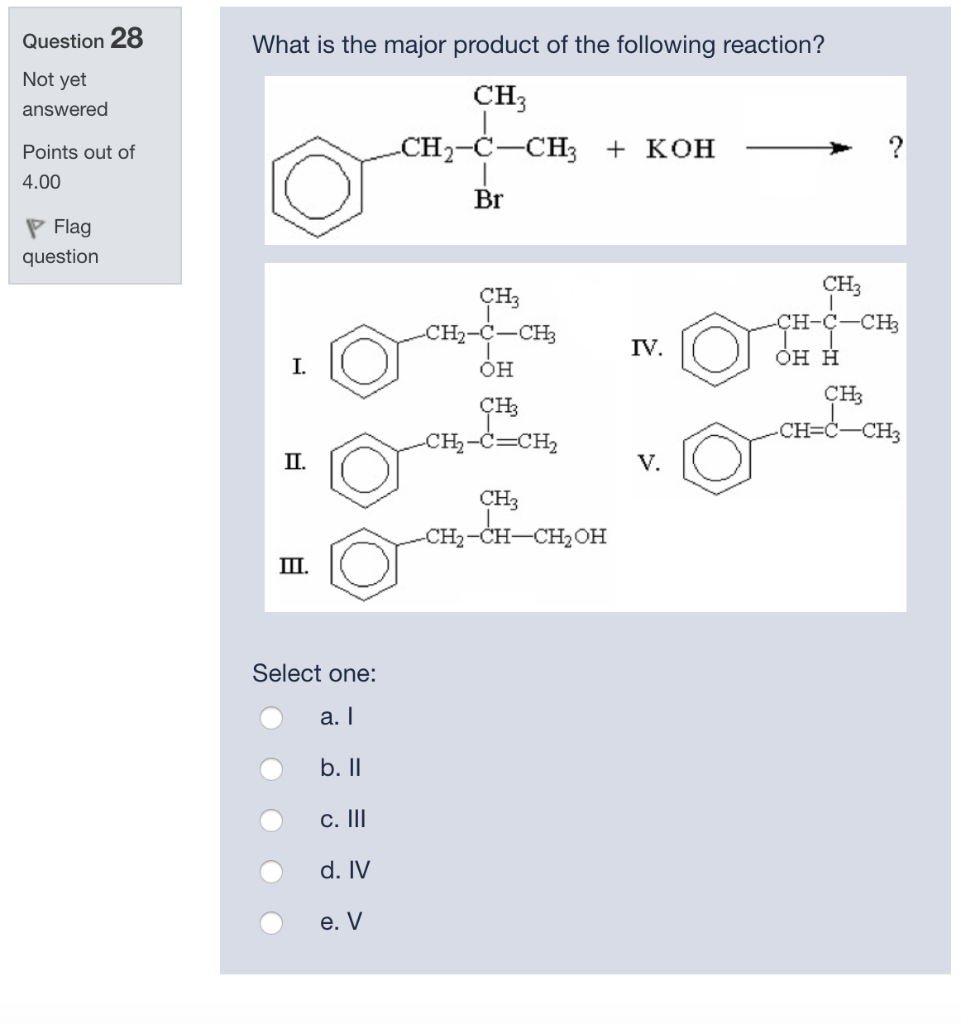 Solved Question 28 What Is The Major Product Of The Follo Chegg Com