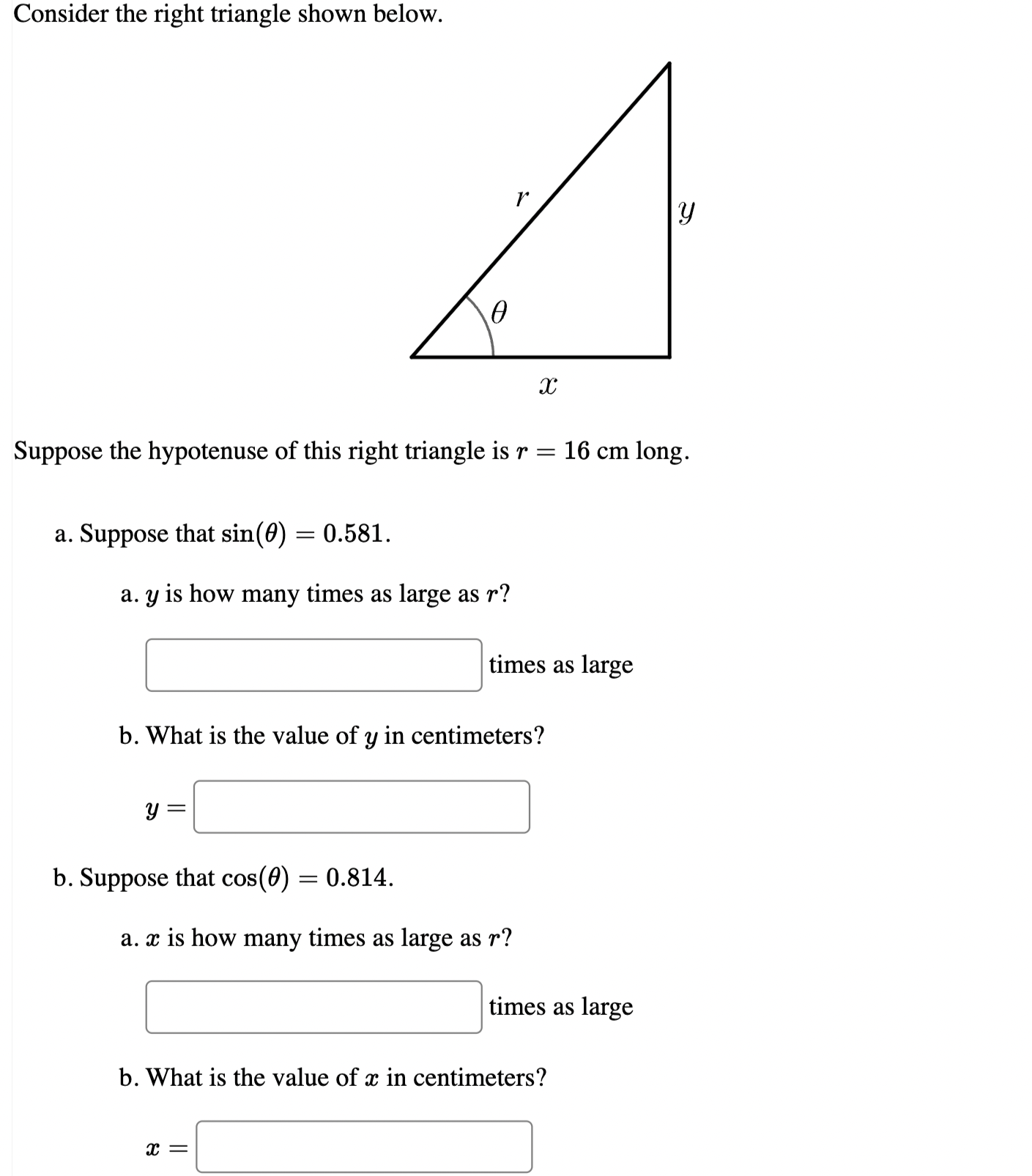 Solved Consider the right triangle shown below. Suppose the | Chegg.com