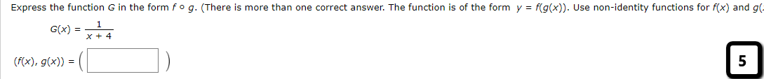 Solved 4 1 = Consider the following functions. 6 f(x) g(x) x | Chegg.com