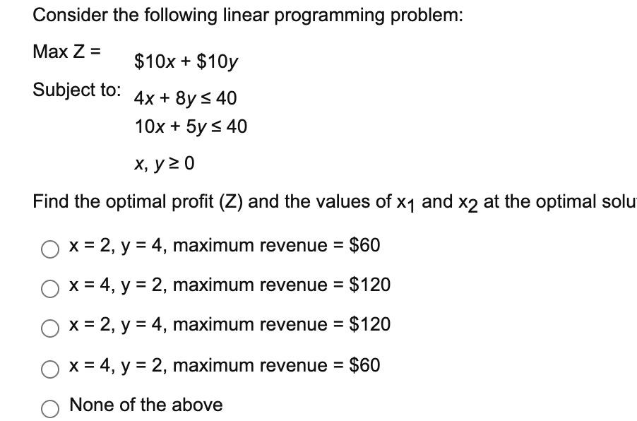 Solved Consider the following linear programming problem: | Chegg.com