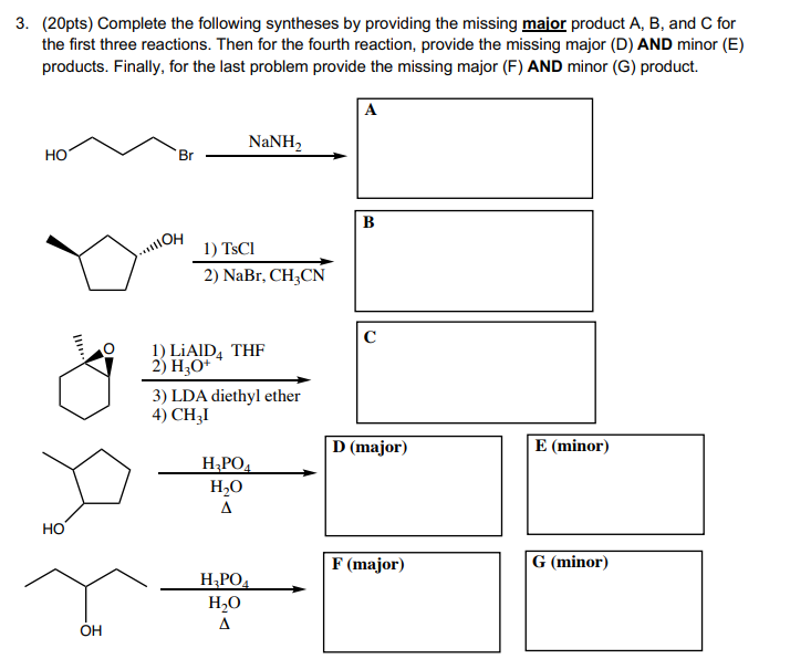 Solved 3. (20pts) Complete The Following Syntheses By | Chegg.com