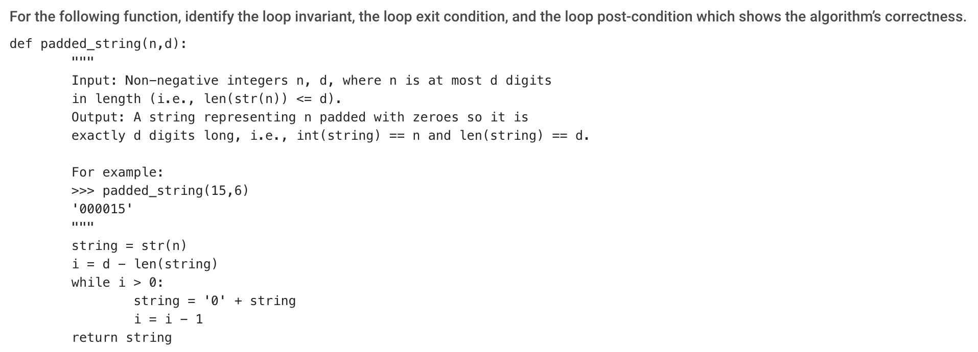 Solved For the following function, identify the loop | Chegg.com