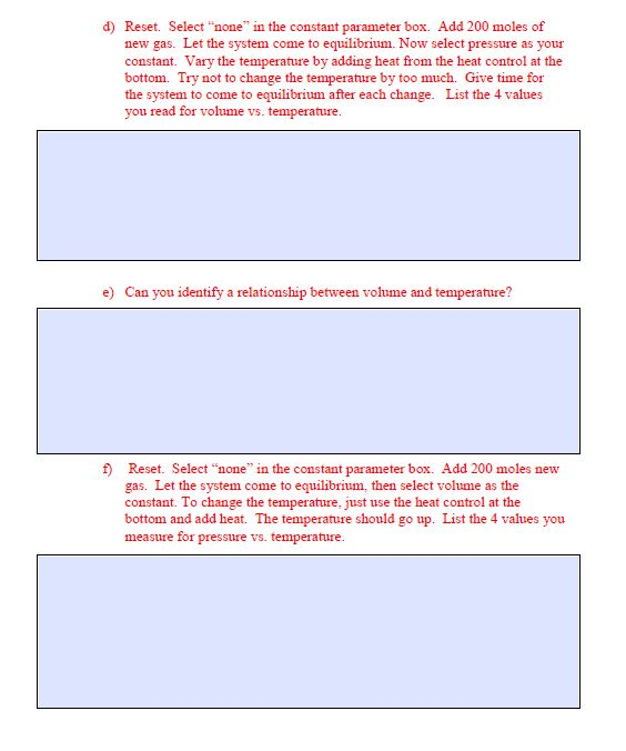 Solved Gases and the Gas Laws Lab Procedure Answer the