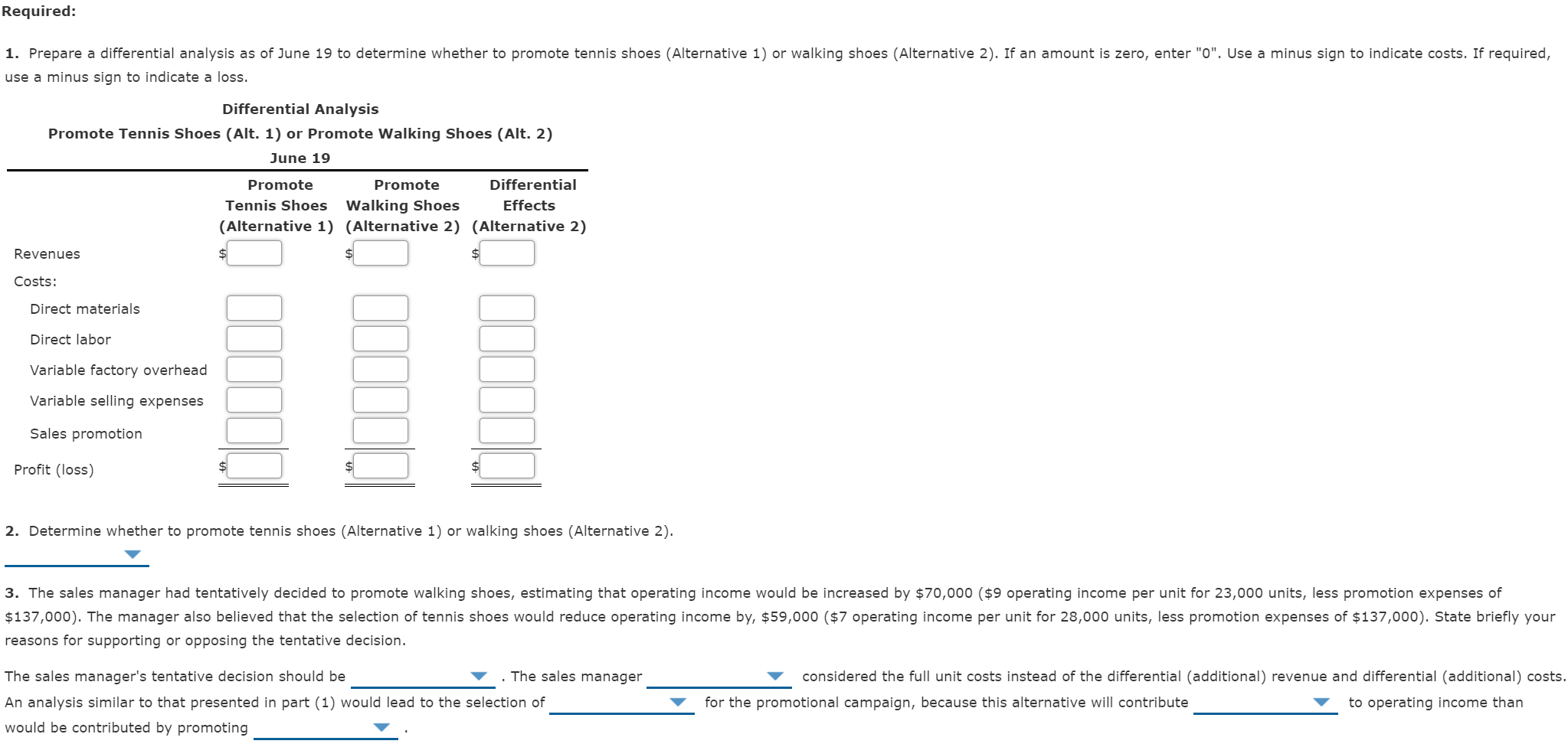 Solved Differential Analysis for Sales Promotion Proposal