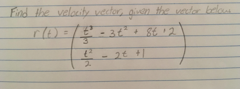Solved Find the velocity vector, given the vector below r(t) | Chegg.com