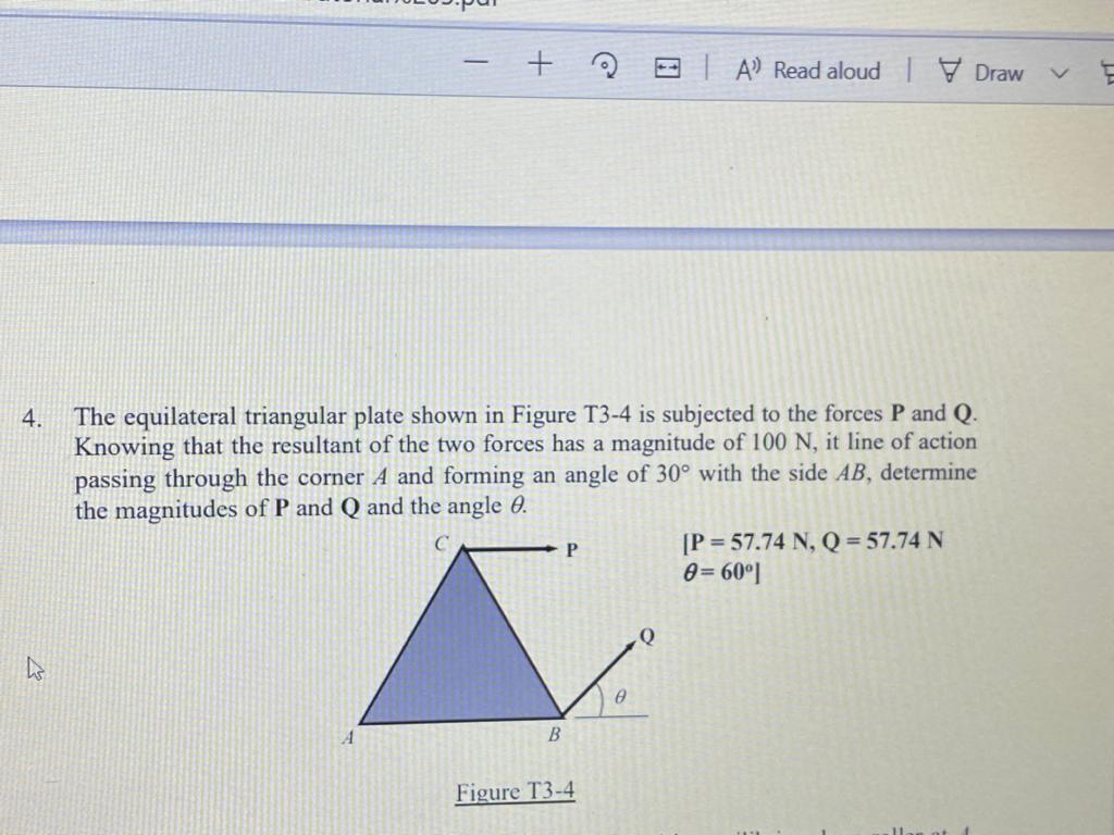 Solved The Equilateral Triangular Plate Shown In Figure T3 4