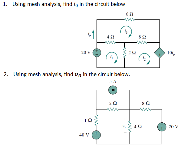 Solved 1. Using mesh analysis, find i, in the circuit below | Chegg.com