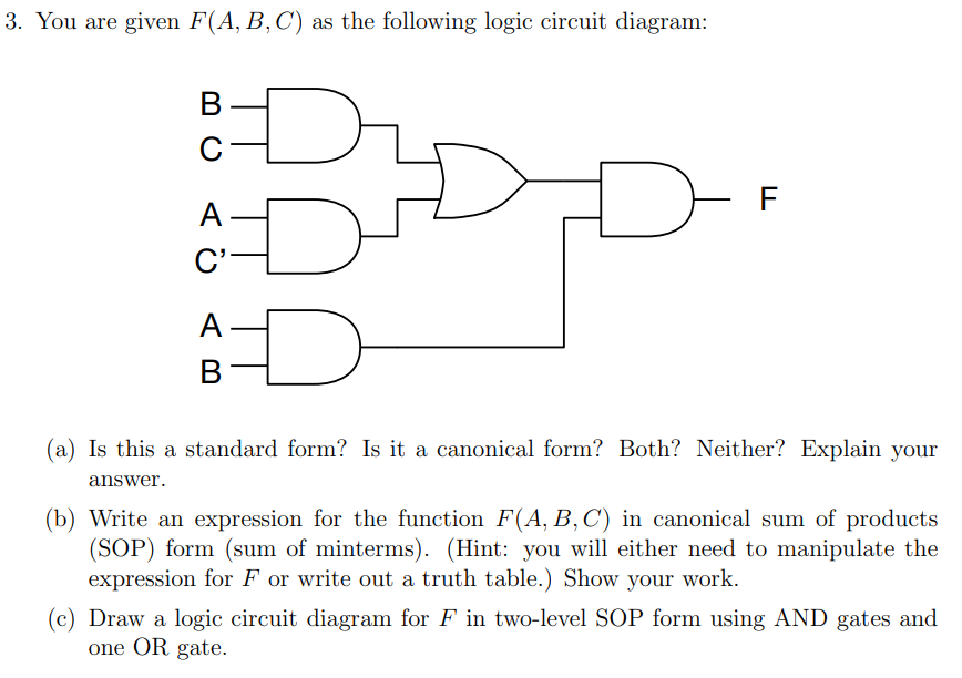 Solved 3. You Are Given F(A, B, C) As The Following Logic | Chegg.com