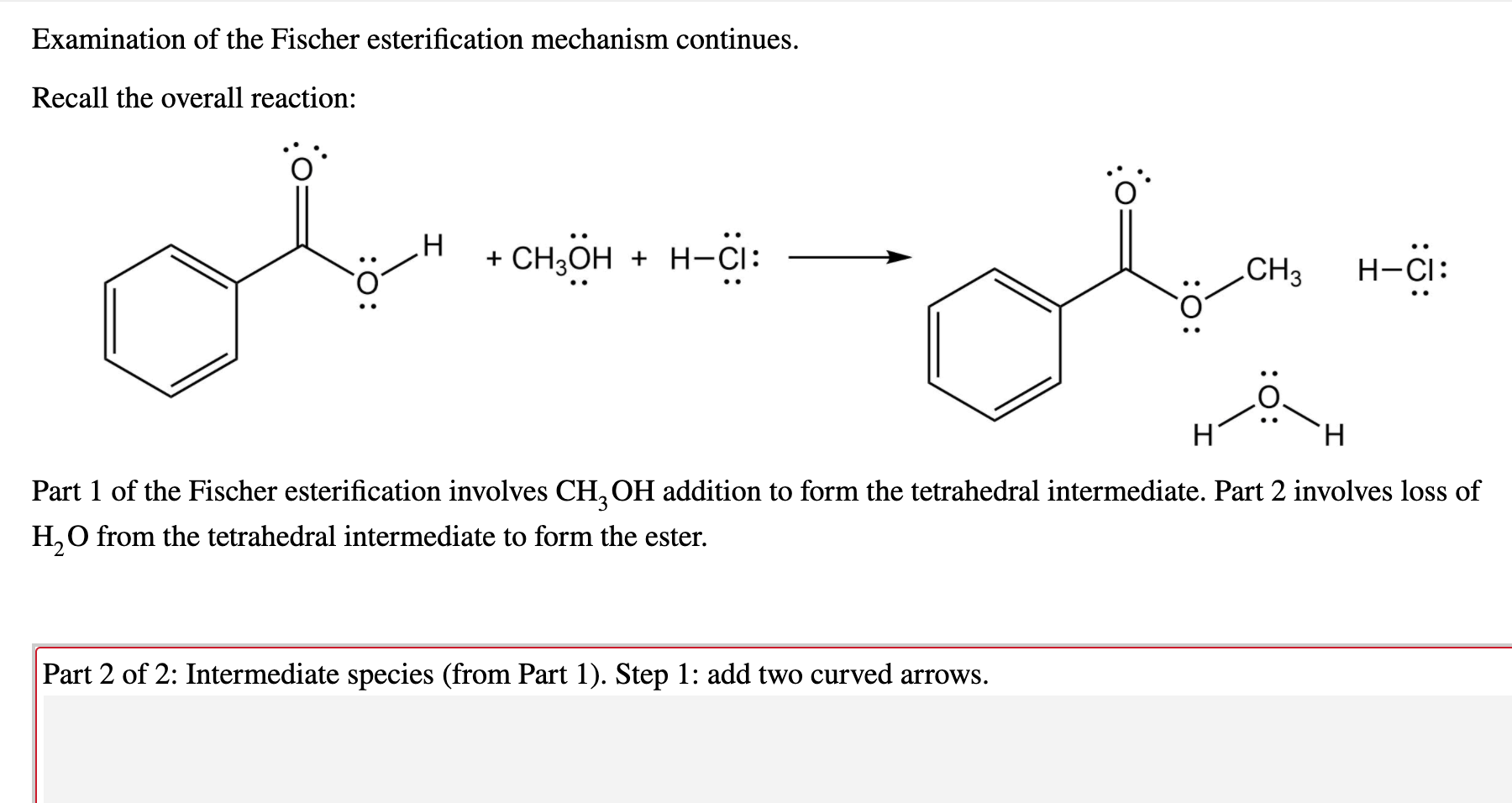 Solved Examination of the Fischer esterification mechanism | Chegg.com
