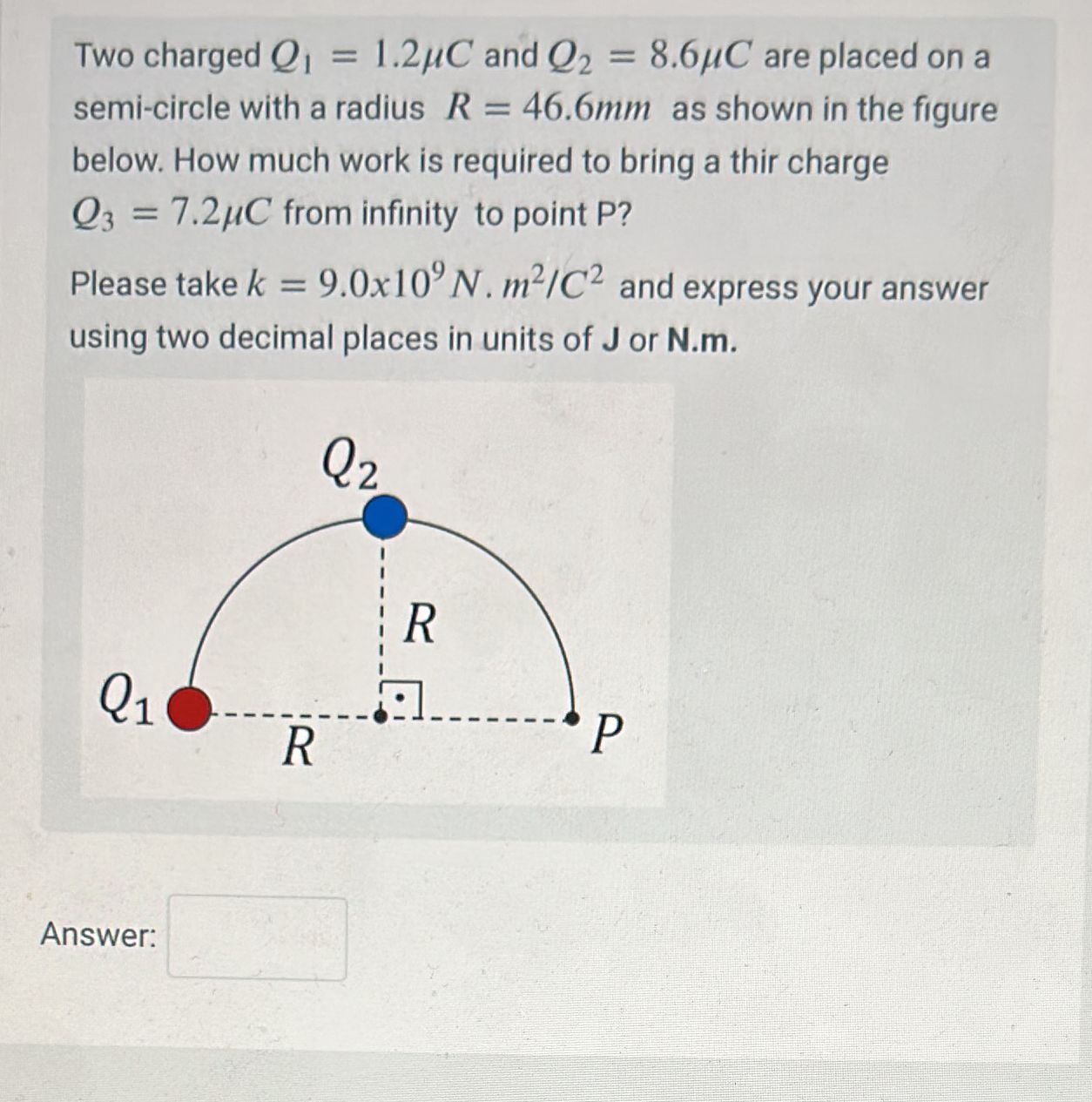 Solved Two charged Q1=1.2μC and Q2=8.6μC are placed on a | Chegg.com
