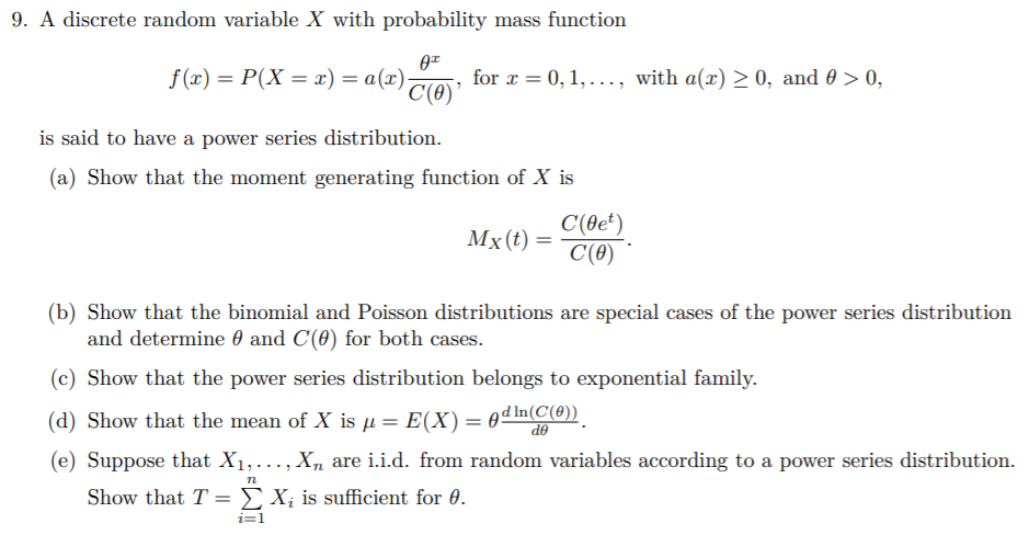 Solved 9 A Discrete Random Variable X With Probability M Chegg Com