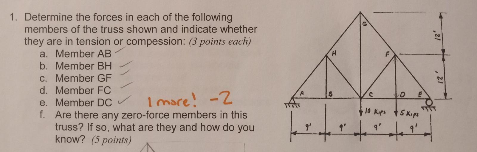 Solved 1. Determine the forces in each of the following | Chegg.com