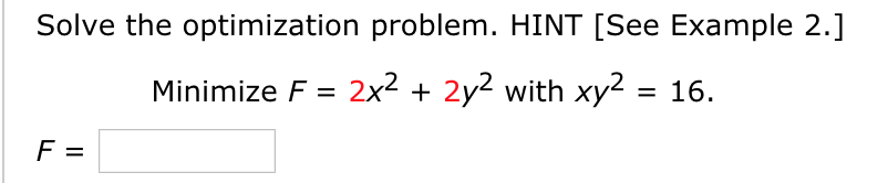 Solved Solve the optimization problem. HINT [See Example 2.] | Chegg.com