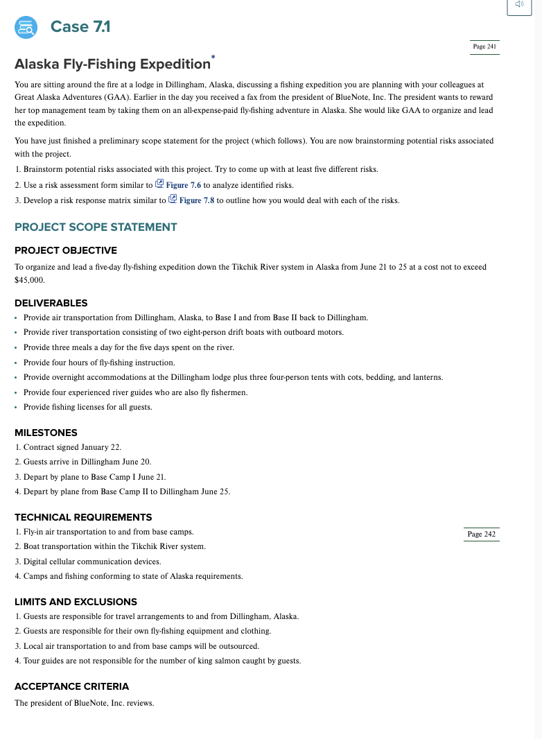 Solved Case 7.1 Page 241 Alaska FlyFishing Expedition ∗ You