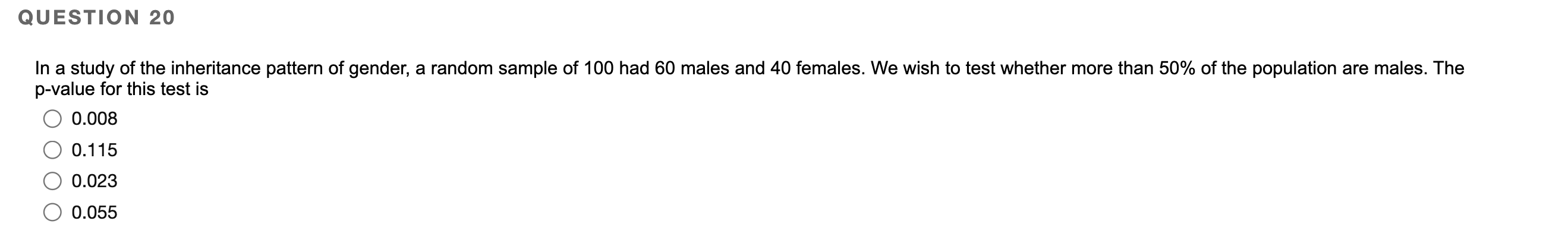 Solved QUESTION 20 In a study of the inheritance pattern of | Chegg.com