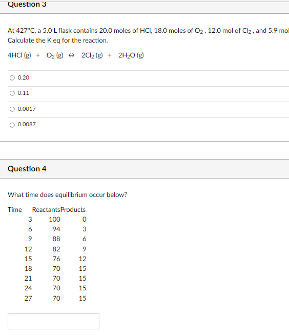 Solved Question 3 At 427°C, a 5.0 L flask contains 20.0 | Chegg.com