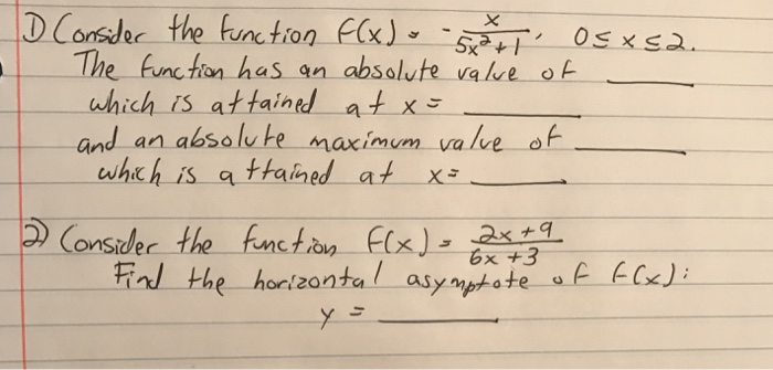 Solved Consider the function F(x) = - x/5x^2 + 1, 0 | Chegg.com