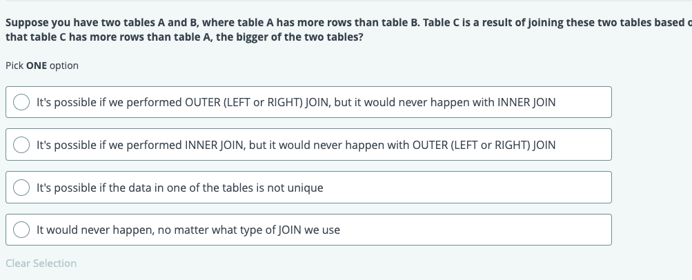 Solved Suppose You Have Two Tables A And B, Where Table A | Chegg.com