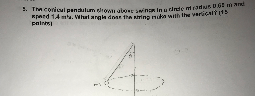 Solved 5. The conical pendulum shown above swings in a circi | Chegg.com
