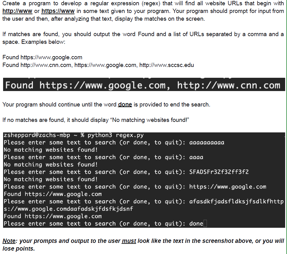 Solved Create a program to develop a regular expression | Chegg.com