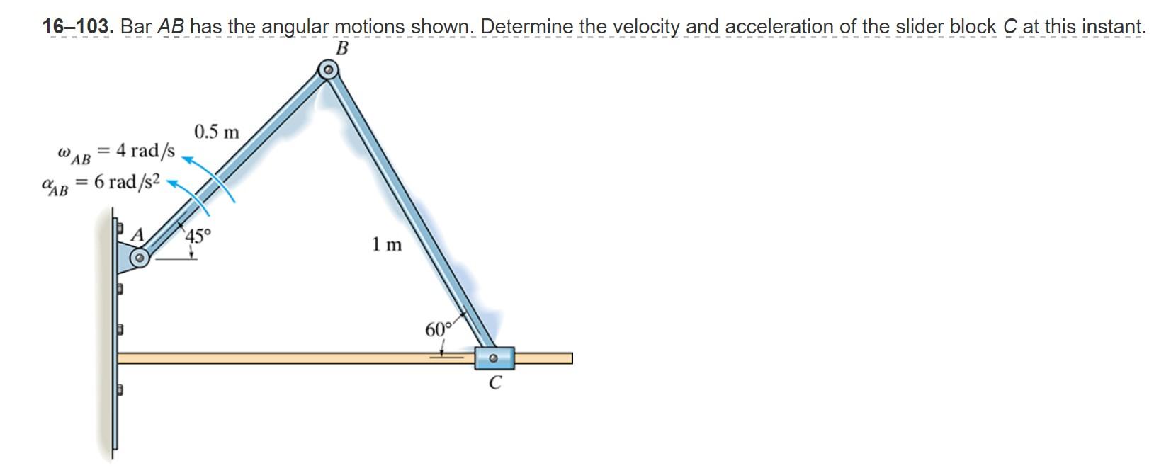 Solved 16-103. Bar AB Has The Angular Motions Shown. | Chegg.com