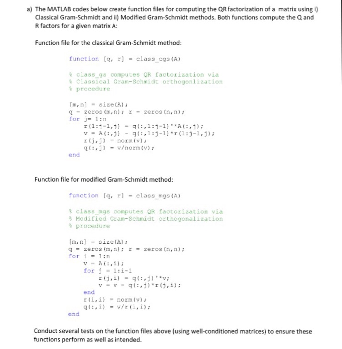 Solved A The Matlab Codes Below Create Function Files Fo Chegg Com