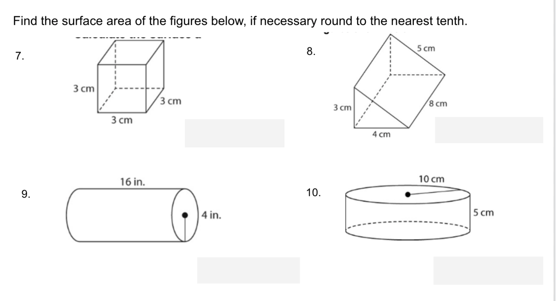 Solved Find the surface area of the figures below, if | Chegg.com