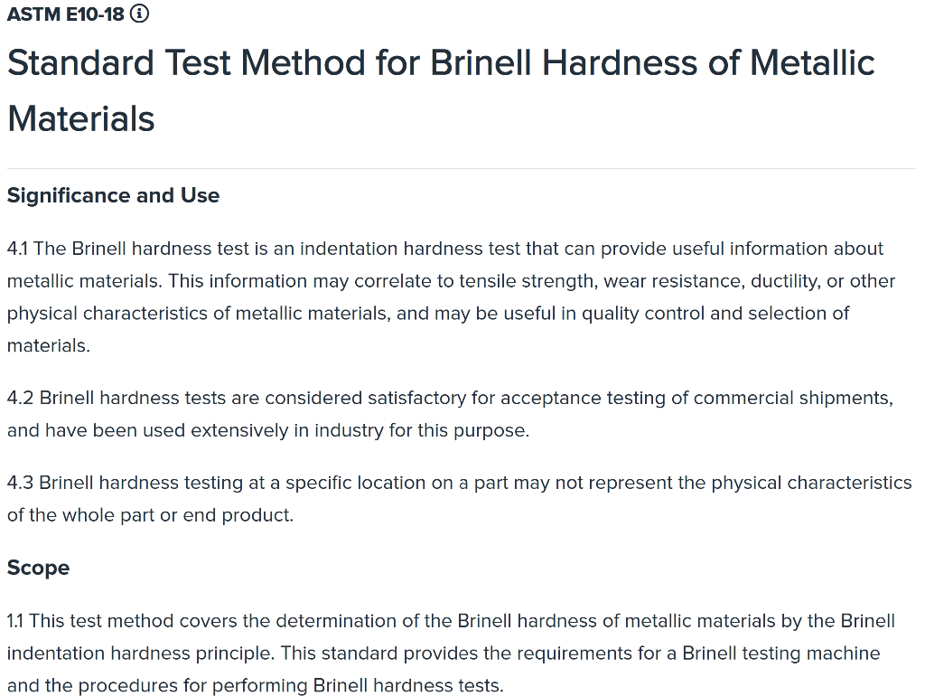 Solved Write a half page summary on Brinell Hardness of | Chegg.com